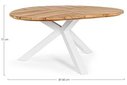 Casa Padrino luxury garden table natural / white Ø 160 x H. 77 cm - Garden dining table with teak top and aluminum legs - Garden & patio table - Luxury garden & patio furniture