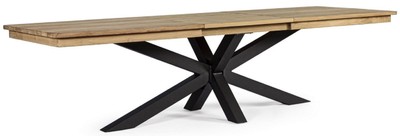 Ausziehbarer Luxus Teakholz Aluminium Garten Terrassen Tisch Esstisch Naturfarben Schwarz Extendable Luxury Teak Aluminum Garden Patio Table Dining Table Natural Black