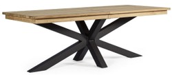 Casa Padrino luxury garden table natural / black 220-300 x 100 x H. 78 cm - Extendable garden dining table with teak table top and aluminum legs - Luxury garden & patio furniture