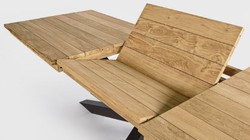 Casa Padrino luxury garden table natural / black 220-300 x 100 x H. 78 cm - Extendable garden dining table with teak table top and aluminum legs - Luxury garden & patio furniture
