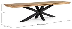 Casa Padrino luxury garden table natural / black 220-300 x 100 x H. 78 cm - Extendable garden dining table with teak table top and aluminum legs - Luxury garden & patio furniture