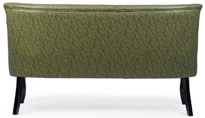 Casa Padrino Luxus Chesterfield Kunstleder Sofa Dunkelgrün / Weiß / Schwarz 136 x 66 x H. 76 cm - Wohnzimmer Sofa - Wohnzimmer Möbel - Chesterfield Möbel - Luxus Möbel - Luxus Einrichtung