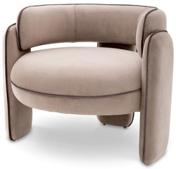 Casa Padrino fauteuil de luxe en velours greige 80 x 71 x H. 68,5 cm - Fauteuil de salon - Fauteuil d'hôtel - Mobilier de salon - Mobilier de luxe - Ameublement de salon - Ameublement de luxe
