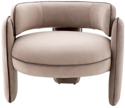 Casa Padrino fauteuil de luxe en velours greige 80 x 71 x H. 68,5 cm - Fauteuil de salon - Fauteuil d'hôtel - Mobilier de salon - Mobilier de luxe - Ameublement de salon - Ameublement de luxe