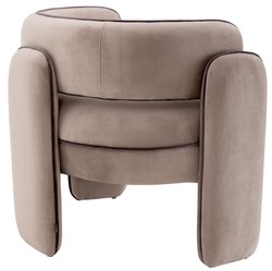 Casa Padrino fauteuil de luxe en velours greige 80 x 71 x H. 68,5 cm - Fauteuil de salon - Fauteuil d'hôtel - Mobilier de salon - Mobilier de luxe - Ameublement de salon - Ameublement de luxe