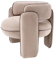 Casa Padrino fauteuil de luxe en velours greige 80 x 71 x H. 68,5 cm - Fauteuil de salon - Fauteuil d'hôtel - Mobilier de salon - Mobilier de luxe - Ameublement de salon - Ameublement de luxe