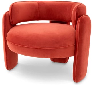 Casa Padrino poltrona di lusso di lusso in velluto arancia 80 x 71 x A. 68,5 cm - Poltrona da soggiorno - Mobili da soggiorno - Mobili di lusso - Arredi da soggiorno - Arredi di lusso