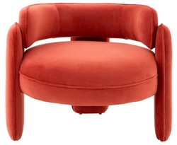 Casa Padrino fauteuil de luxe en velours orange 80 x 71 x H. 68,5 cm - Fauteuil de salon - Fauteuil d'hôtel - Mobilier de salon - Mobilier de luxe - Ameublement de salon - Ameublement de luxe