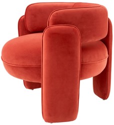 Casa Padrino fauteuil de luxe en velours orange 80 x 71 x H. 68,5 cm - Fauteuil de salon - Fauteuil d'hôtel - Mobilier de salon - Mobilier de luxe - Ameublement de salon - Ameublement de luxe