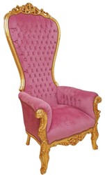 Prunkvoller Barock Thron Sessel Rosa Gold Magnificent Baroque Throne Armchair Pink Gold
