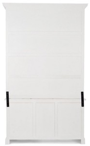 Casa Padrino Landhausstil Schrank mit Leiter Antik Weiß 143,5 x 40,6 x H. 233,7 cm - Bücherschrank - Regalschrank - Wohnzimmerschrank - Büroschrank - Landhausstil Möbel