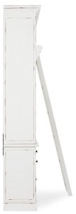 Casa Padrino Landhausstil Schrank mit Leiter Antik Weiß 143,5 x 40,6 x H. 233,7 cm - Bücherschrank - Regalschrank - Wohnzimmerschrank - Büroschrank - Landhausstil Möbel