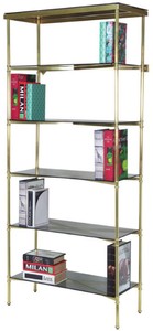 Casa Padrino armadio scaffale di lusso in metallo con ripiani in vetro oro / grigio 118 x 42 x A. 216 cm - Armadio da soggiorno - Armadio da ufficio - Mobili soggiorno - Mobili ufficio - Mobili di lusso