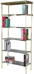 Casa Padrino armadio scaffale di lusso in metallo con ripiani in vetro oro / grigio 118 x 42 x A. 216 cm - Armadio da soggiorno - Armadio da ufficio - Mobili soggiorno - Mobili ufficio - Mobili di lusso