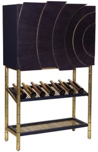 Casa Padrino armadio bar di lusso nero / oro 100 x 44 x A. 160 cm - Armadio del vino con 2 ante - Armadio soggiorno - Armadio bar - Mobili Hotel - Collezione di Lusso