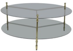 Casa Padrino luxury coffee table gold / gray Ø 120 x H. 51 cm - Round living room table with glass tops - Living room furniture - Hotel furniture - Luxury furniture