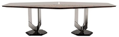 Casa Padrino tavolo da pranzo di design di lusso nero / marrone / argento 250 x 116 x A. 78 cm - Mobili di lusso - Mobili di design - Mobili per sala da pranzo - Mobili per hotel - Qualità di lusso