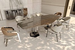 Casa Padrino Luxury Designer Dining Table Black / Brown / Silver 250 x 116 x H. 78 cm - Luxury Furniture - Designer Furniture - Dining Room Furniture - Hotel Furniture - Luxury Quality