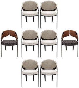Casa Padrino ensemble de 8 chaises de salle à manger design de luxe gris / marron - Meubles de luxe - Meubles design - Meubles de salle à manger - Meubles de restaurant - Meubles d'hôtel