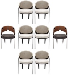 Casa Padrino ensemble de 8 chaises de salle à manger design de luxe gris / marron - Meubles de luxe - Meubles design - Meubles de salle à manger - Meubles de restaurant - Meubles d'hôtel