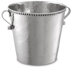 Casa Padrino luxury wine cooler with 2 handles silver Ø 25.5 x H. 23.5 cm - Champagne cooler - Sparkling wine cooler - Gastronomy accessories - Restaurant accessories - Hotel accessories