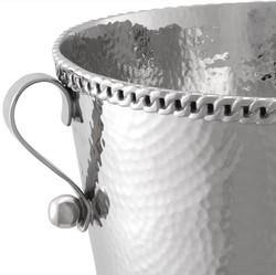 Casa Padrino luxury wine cooler with 2 handles silver Ø 25.5 x H. 23.5 cm - Champagne cooler - Sparkling wine cooler - Gastronomy accessories - Restaurant accessories - Hotel accessories