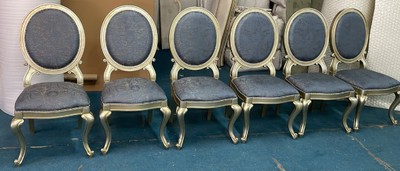 Luxus Barock Esszimmerstuhl 6er Set Blau Silber Gold Luxury Baroque Dining Chair Set of 6 Blue Silver Gold