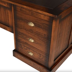 Casa Padrino bureau de style vintage de luxe marron 180 x 80 x H. 78,5 cm - Table de bureau avec 12 tiroirs - Meuble de bureau de style vintage - Meuble de bureau en bois massif de luxe