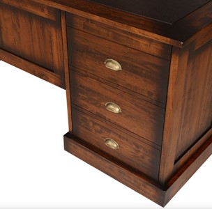 Casa Padrino Luxus Vintage Stil Schreibtisch Braun 220 x 95 x H. 78,5 cm - Massivholz Bürotisch mit 12 Schubladen - Vintage Stil Büro Möbel - Luxus Büro Möbel - Massivholz Büro Möbel