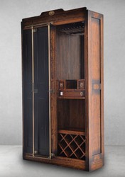 Luxus Massivholz Vintage Stil Barschrank Weinschrank Braun Schwarz Luxury Solid Wood Vintage Style Bar Cabinet Wine Cabinet Brown Black