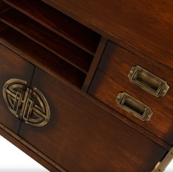 Casa Padrino armoire de bar de style vintage de luxe avec roulettes marron 96 x 37 x H. 173,5 cm - Armoire à vin en bois massif - Meuble bar style vintage - Meuble bar de luxe en bois massif