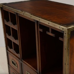 Casa Padrino Luxury Vintage Style Bar Cabinet with Wheels Brown 74 x 37 x H. 123 cm - Solid Wood Wine Cabinet - Vintage Style Bar Furniture - Luxury Bar Furniture - Solid Wood Bar Furniture
