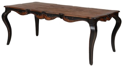 Casa Padrino table à manger baroque de luxe marron / noir antique 202,5 ​​x 102 x H. 78,5 cm - Table de salle à manger en bois massif - Meuble de salle à manger de style baroque - Meuble baroque