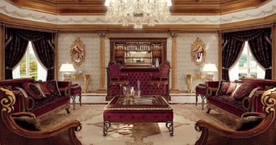 Casa Padrino Luxus Barock Sofa Lila / Braun / Gold - Barockstil Wohnzimmer Sofa mit elegantem Muster - Barock Möbel - Barock Wohnzimmer & Hotel Möbel - Luxus Qualität - Made in Italy