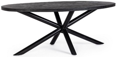 Casa Padrino luxury dining table black 200 x 110 x H. 76 cm - Oval kitchen table with solid wood table top and powder coated steel legs - Dining room furniture - Luxury furniture