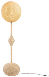 Casa Padrino luxury designer floor lamp natural Ø 60 x H. 225 cm - Round rattan floor lamp - Living room floor lamp - Luxury lights - Luxury floor lamps
