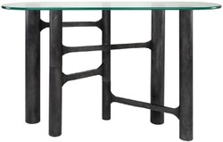 Casa Padrino consola de lujo negro antiguo 140 x 45 x A. 81 cm - Consola de aluminio con tapa de vidrio - Muebles de lujo - Muebles de salón - Interiores de lujo
