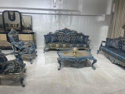 Casa Padrino tavolo da soggiorno barocco di lusso blu / oro - Magnifico tavolo da salotto in stile barocco - Arredi barocchi - Mobili di lusso in stile barocco - Mobili barocchi