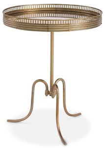 Casa Padrino luxury side table vintage brass Ø 46 x H. 56.5 cm - Round brass table with antique mirror glass - Living room furniture - Luxury furniture - Luxury furnishings - Luxury interior