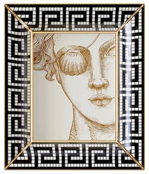 Casa Padrino ciotola decorativa di lusso donna con benda sull'occhio bianco / nero / oro 20,5 x 17,5 x A. 13,5 cm - Ciotola in porcellana dipinta a mano - Qualità di lusso - Fatto in Italia