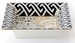 Luxus Deko Porzellan Schale Gott Weiß Schwarz Gold Luxury Decorative Porcelain Bowl God White Black Gold