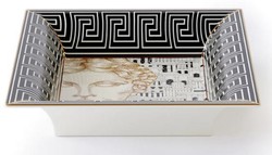 Casa Padrino ciotola decorativa di lusso signora bianco / nero / oro 20,5 x 17,5 x A. 13,5 cm - Ciotola in porcellana dipinta a mano - Qualità di lusso - Fatto in Italia