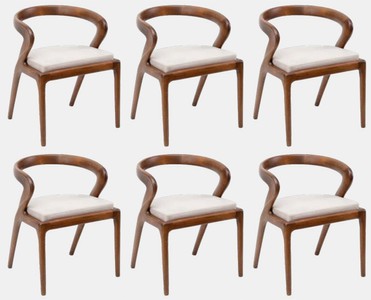 Casa Padrino ensemble de 6 chaises de salle à manger de luxe marron / gris 57 x 67 x H. 77 cm - Chaises de cuisine en bois massif de luxe - Meuble de salle à manger - Meuble de cuisine de luxe