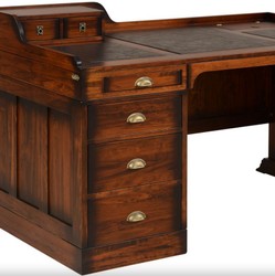 Casa Padrino scrivania in stile vintage di lusso marrone 160 x 85 x A. 93,5 cm - Tavolo da ufficio con 7 cassetti - Mobile ufficio stile vintage - Mobile per ufficio in legno massello di lusso