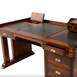 Casa Padrino scrivania in stile vintage di lusso marrone 160 x 85 x A. 93,5 cm - Tavolo da ufficio con 7 cassetti - Mobile ufficio stile vintage - Mobile per ufficio in legno massello di lusso