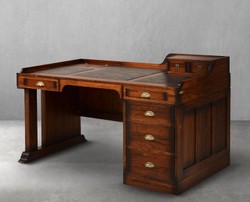 Casa Padrino scrivania in stile vintage di lusso marrone 160 x 85 x A. 93,5 cm - Tavolo da ufficio con 7 cassetti - Mobile ufficio stile vintage - Mobile per ufficio in legno massello di lusso