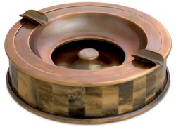 Runder Luxus Deko Aschenbecher Vintage Messing Braun Round Luxury Decorative Ashtray Vintage Brass Brown
