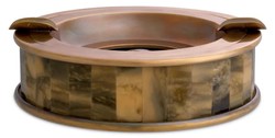 Runder Luxus Deko Aschenbecher Vintage Messing Braun Round Luxury Decorative Ashtray Vintage Brass Brown
