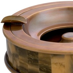 Runder Luxus Deko Aschenbecher Vintage Messing Braun Round Luxury Decorative Ashtray Vintage Brass Brown