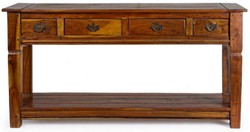 Casa Padrino consola de estilo campestre marrón / natural 150 x 45 x A. 78 cm - Consola rústica de madera maciza con 4 cajones - Muebles rústicos de madera maciza - Muebles de estilo campestre